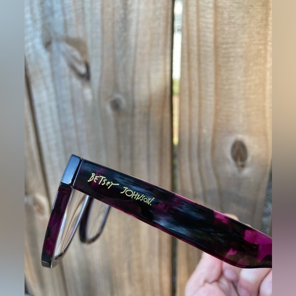 Betsey Johnson Plum purple Tortoise Thick Wayfarer Lisa Readers +2.00, +1.50 - Picture 5 of 7